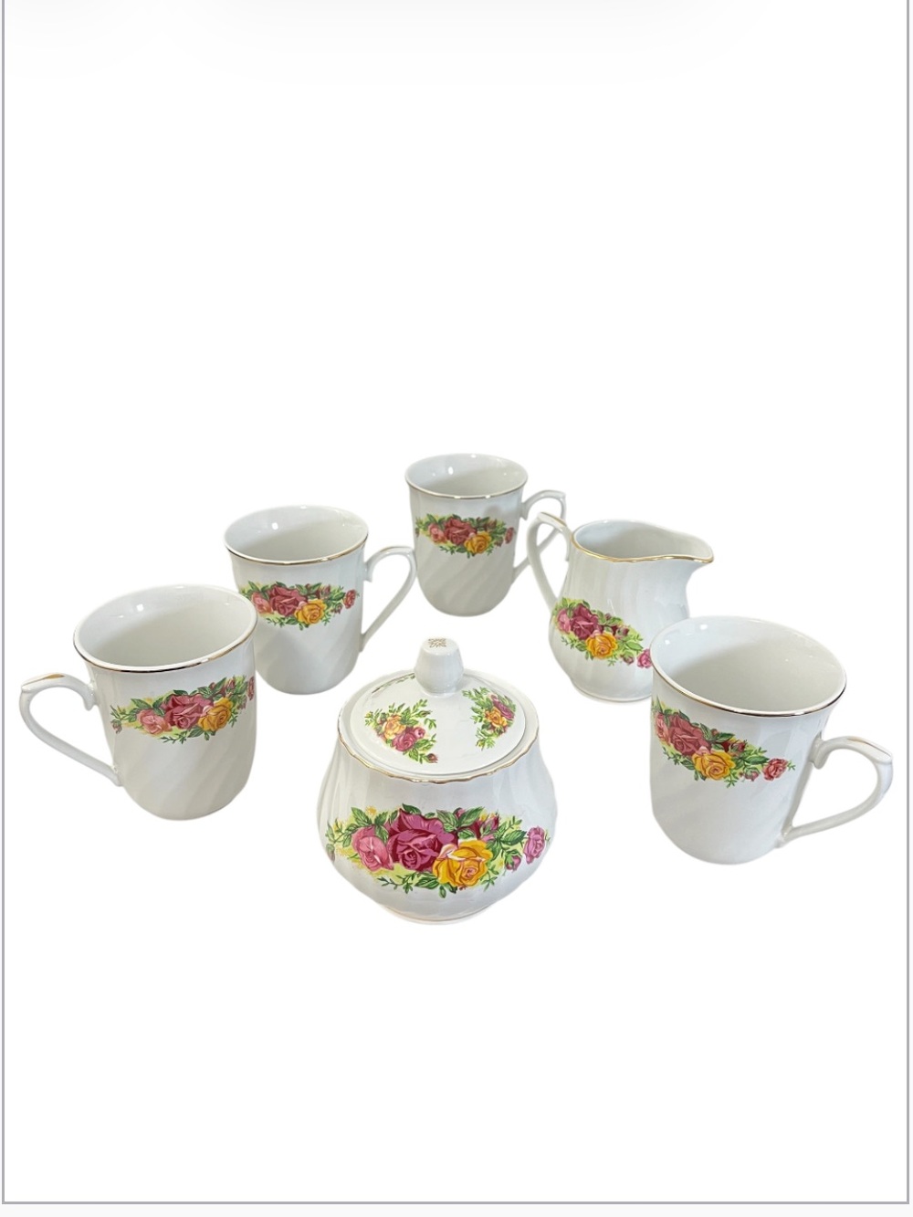 Vintage Regent China English Rose Six Piece Tea Set